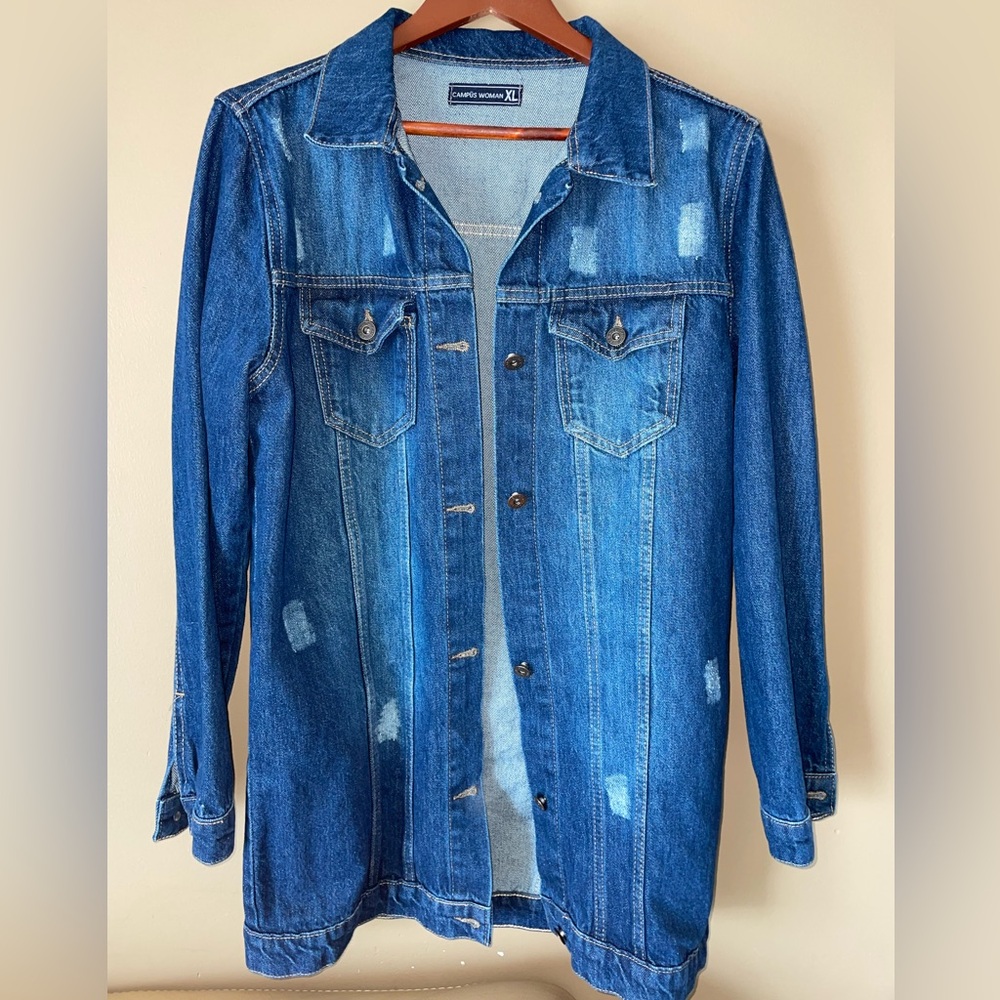 Long women’s denim jacket
